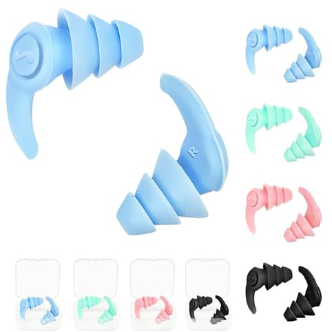 LUCKNIGHT 4 Pairs Ear Plugs Swimming Adult, Waterproof Silicone Earplugs, Reusable Soft Swim Ear Plugs, Swimmers Ear Plug for Bathing Surfing Kayaking Diving
