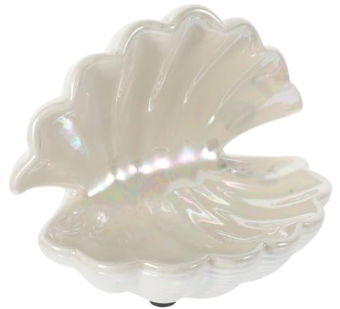 SAFIGLE Seashell Jewelry Tray with Pearlescent Finish Versatile Key and Trinket Organizer for Home Decor and Parties Elegant Resin Design for Rings Necklaces and Small Items