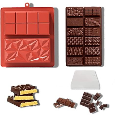 2 Piezas Molde Tableta Chocolate,Molde Para Barra De Chocolate,Molde de Barra de Chocolate,Molde Para Chocolate Tableta,Moldes de Silicona para Caramelos y Chocolates