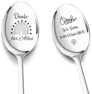 Dankeschön Geschenke, Kleine Abschiedsgeschenk für Kollegen | 2 Stück Edelstahl Löffel mit Gravur-Danke für Alles Geschenke Frauen Jobwechsel Kollegin Geschenk für Beste Freundin