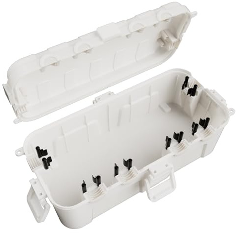 RESTMO Medium IP54 Kabelbox wasserdicht, Wetterfeste Kabelbox outdoor | Ideal zum Schutz von Verlängerungskabel Outdoor, Steckdosenleisten, Außensteckdose, Winkelsteckern (29×13,2×10cm)-Weiß