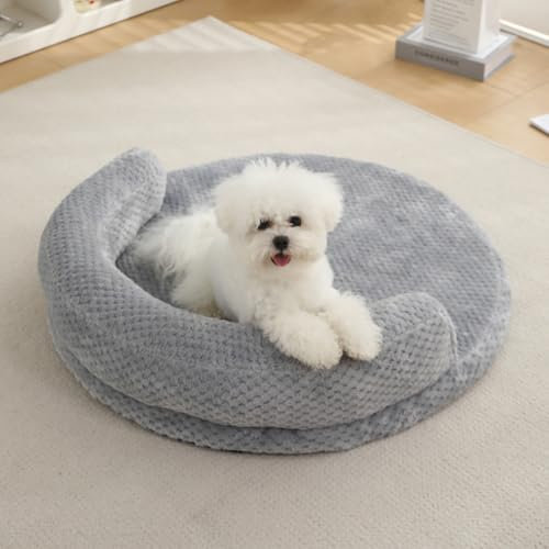 Yuly Ortopädisches Hundebett für große,mittlere und kleine Hunde,Ergonomisches Hundekissen,Hundesofa,Waschbar rutschfest Hundebetten,Hundecouch mit Hohem Rand (90cm,Hellgrau)