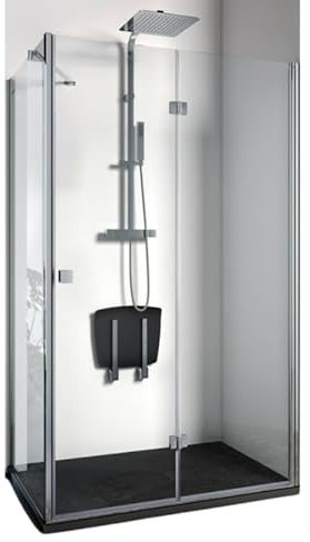 IMPALLI Cabine de douche d'angle H190 cm extensible 87-89 cm 117-119 cm Porte pliante gauche et mur fixe cabine de douche verre transparent 6 mm fermeture magnétique finition chrome brillant (90 x