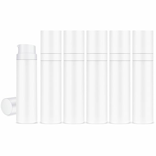 MYOC White Airless Pump Long Bottle Set | 6 flaskor | 50 ml | läckagesäker och hygienisk dispensering | Perfekt för gör-det-själv skönhet, skincare och hårvård