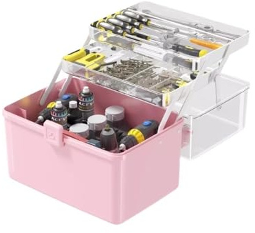 Reparaturboxen for Elektriker in Industriequalität, multifunktionale Werkzeugkiste, weiß, große Aufbewahrungsboxen for Haushaltsgegenstände(Pink)