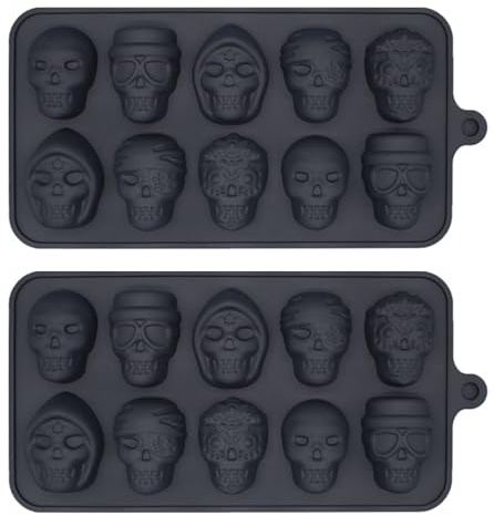 WUSJCOF Lot de 2 Moule Silicone Crâne pour Halloween, Moule Crâne Silicone pour Gâteau, Chocolat, Bonbons et Décoration de Fête