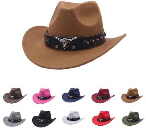 Genérico Sombrero de Vaquero para Mujer Hombre Cowboy Hat Hombre Sombrero Cowboy Mujer 2025 Western Adulto Denim Curved Top Sombreros Carnaval Halloween y Cospla