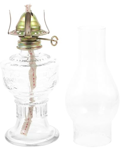 TOYZFRIENDY Lámpara de Queroseno Retro de Cristal Transparente para Escritorio y Decoración Vintage Lámpara de Aceite de Vidrio Elegante para Uso Sala Cocina y Ambiente Clásico