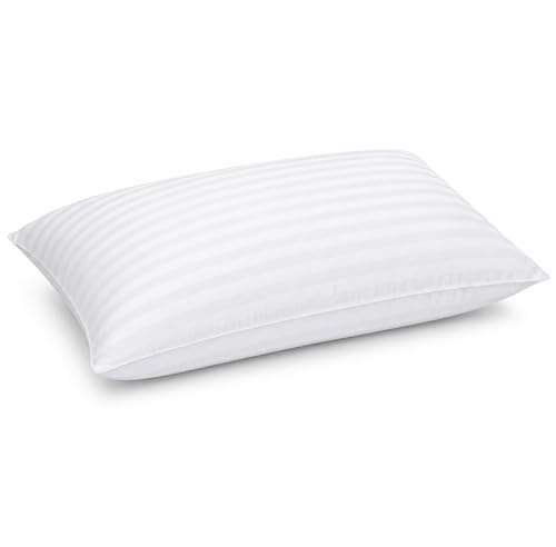Hollowfibre Hotel Quality Pillow Bounce Back Bed Striped Pillow for Side Sleepers - Hypoallergenic Ultrabounce Filling - Standard Size 75 x 50 cm (Pack 1)