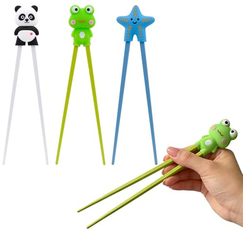 Ennoxwi Träningspinnar Set, 3 Par Avtagbara Ätpinnar för Nybörjare med Lärpinnar, Halkfri Design för Sushi och Nudlar