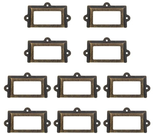 Angoily Cadre D'étiquette en Fer pour Tiroir, Lot de 10 Pièces, Résistant à L'usure, Design Simple, pour Boîte à Pharmacie en Bois et Décoration Intérieure