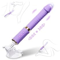 Gode Vibromasseurs Machine à Stimulation Sex Toýs Femme Mains Libres pour Adultes 10 Mode de Poussée Vibration Convient à du Point G du Clitoris et de l'anus Ventouse Amovible Sextoyse Homme
