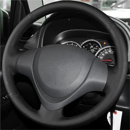 Cubierta de Volante Funda Volante Coche Estilo Deportivo Cuero Antideslizante Cosida A Mano para Suzuki para Jimny 2015-2018 Cubierta del Volante(Black)