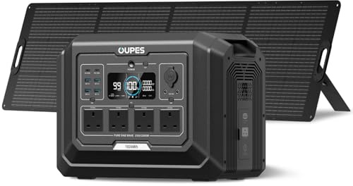 OUPES Mega 1 Portable Power Station with 240W Solar Panel - 1024Wh/2000W(4500W Peak) Solar Generator, 36 Min Fast Charge, Expandable to 5kWh, Solar Power Station for Home Backup, Camping, Emergency