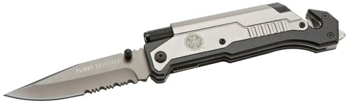 Flight Outfitters Pilot Survival Knife | Versatile Compact Durable Folding Pocket Knife with Stainless Steel Blade, LED Flashlight, Fire Starter, Seat Belt Cutter & Window Breaker
