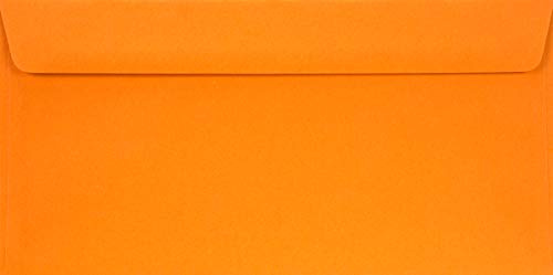 Netuno 100 Umschläge Orange DIN lang 11x22 cm edel und elegant | 90g Burano Arancio · hochwertige orangefarbene Kuverts für Herbst, Geburtstag, Halloween, Einladungen, Einladungskarten
