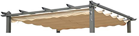 Angel Living Remplacement du Toit Supérieur en Polyester pour la Pergola 3x3M, Toit Rétractable Etanche à l'humidité,Taille de la Toile: 258x258cm, Beige