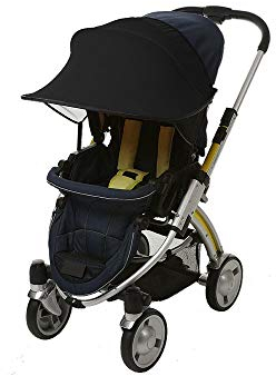 Universalgröße Sonnenschutz für Kinderwagen - Baby Sonnenverdeck für Buggy & Sportwagen|Blockiert bis zu 99% UV UPF50+|Sonnendach und hilft Babys zu schlafen (Schwarz)