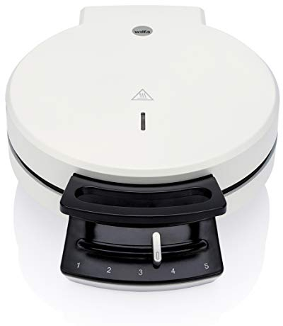 Wilfa Tradition Single Waffeleisen - Herz-Waffeln 16cm Durchmesser - 750 Watt - Antihaftbeschichtung & Signalleuchte - Luftlöcher im Deckel zur Dampfentweichung (weiß)