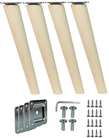 woplus 4X Holzfüße Möbelfüße Sofafüße Buche Holzbeine schräg Länge 25cm Buche Holz Oberfläche sauber (Schräg [25 cm]) woplus_de