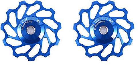 Sctröllchen,Sctröllchen 9 Fach,Keramiklager,Fahrraramikscheibe,2 Stück Keramikscheibe Aumlegierung Sctwerk Führungsrolle Teil Zubehör Für -Fahrrad(11T-Blau)