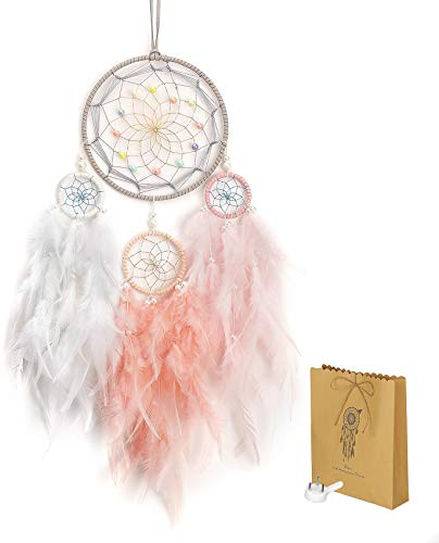Traumfänger Bohemian Dekoration Dreamcatcher Klein Rosa Dream Catchers für Mädchen Hauptdekoration Wanddekoration Schlafzimmer