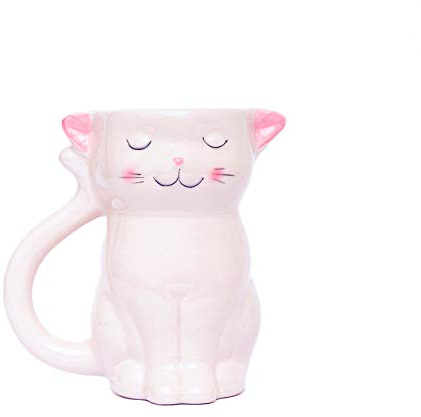 Fluffy Dreams – Die große Cutie Cat Love 3D Katzen Tasse Becher Mug aus Keramik in weiss/pink | handbemalt für Katzen Liebhaber | fasst ca.310 ml Kaffee, Tee, Getränke in Geschenkverpackung