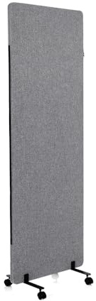 hjh OFFICE Mobile Akustik Trennwand einzeln 177 x 60 cm FLEXMIUT Stoff Dunkelgrau Raumteiler Mittelpanel mit Rollen & Gleiter 891007