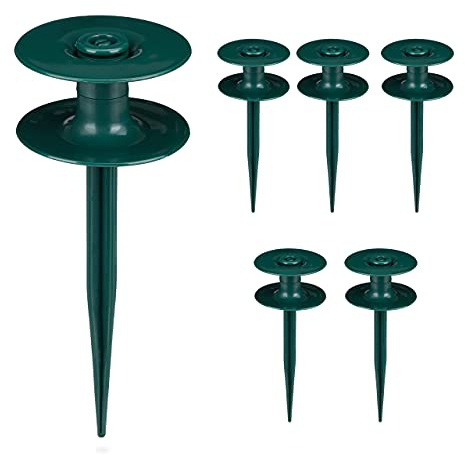 Relaxdays Support pour Le Tuyau d’arrosage, en Lot de 6, Forme Pointue, Plastique, H x L : env. 24 x 9 cm, Vert