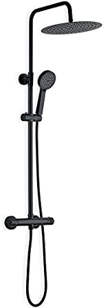 DP Grifería Nácar - Set de ducha extensible con grifo termostático, color negro