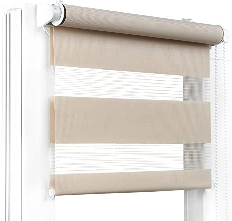 Fenster DEKOR - Rollos für Fenster Beige - Klemmfix Rollo ohne Bohren B80 x H230 cm - Doppelrollo mit Einer Breiten Auswahl an Größen und Farben - Blickdichte Rollos, einfach zu montieren