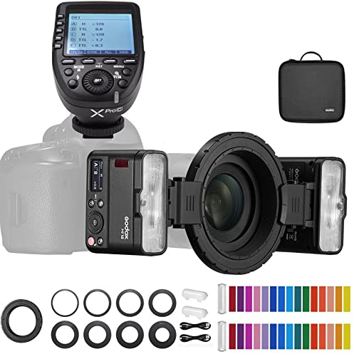 Godox MF12 MF12-K2 Flash Macro avec déclencheur Xpro-C pour Canon, Flash TTL Hors caméra Speedlite 12 W, contrôle sans Fil 2,4 G, Mode TTL/M, Batterie au Lithium 3,7 V/6,29 W intégrée