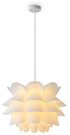 Yuehuamech DIY Puzzle Lampenschirm Lotus Blume Hängende Decke Anhänger Schatten Kronleuchter Lichtabdeckung mit Lampe Halter für Wohnzimmer Schlafzimmer Dekor