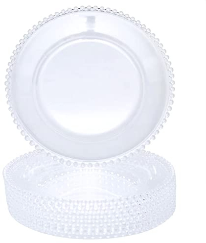 DaCakeWS Clear Acrylic Charger Plates 13, Set 10PCS Round Table Charger Plates Decoration Wedding,Party,Event（Acrylic Bead Clear 10）