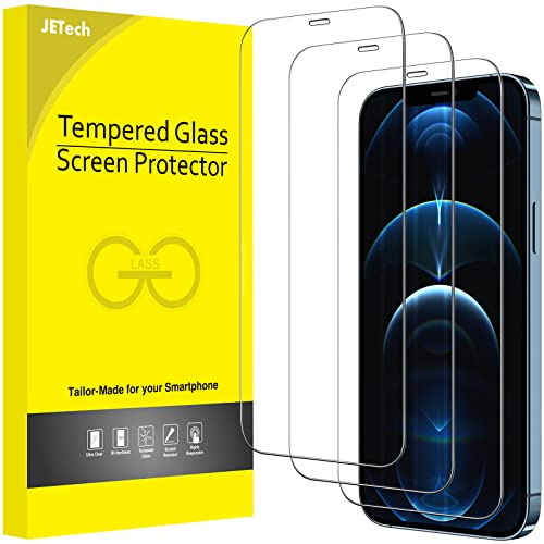 JETech Schutzfolie für iPhone 12 Pro Max, 3 Stück | 9H Gehärtetes Glas Displayschutzfolie, Vollabdeckung, Kratzfest, HD Klar, Hüllenkompatibel