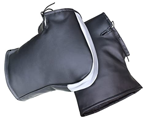iSpchen Motorrad Lenkerhandschuhe 1 Paar Pu-Leder wasserdichte Lenkerstulpen Handschuhe für Roller Fahrrad Thermo Handwärmer Winter Winddichte Lenkerabdeckung mit reflektierende Streifen