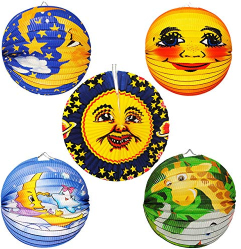 alles-meine.de GmbH Lampion/Laterne - RUND - Mond & Sterne - kuscheln - aus Papier - für Kinder Papierlaterne - Laternen Lampions - Figuren - Mädchen Jungen - für Laternenu..