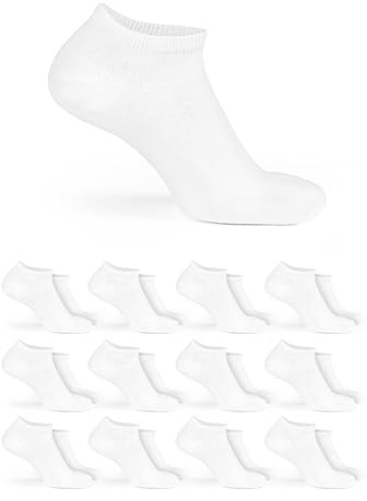 Basic Treasure Lot de 12 Paires Socquettes Sport Unisexes, Noir/Blanc/Gris | Coton Doux et Respirant, Matière Extensible qui Garde sa Forme, Design Sobre et Discret