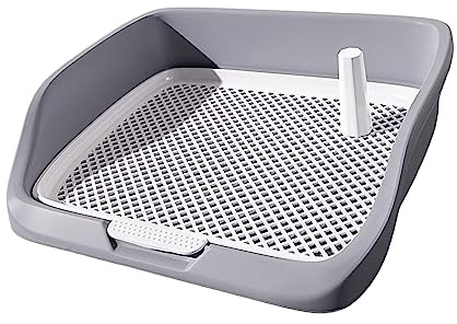 perfk Hundetoilette Hundetöpfchen Hundetrainings-Toilette, Haustier-PIPI-Toilette, Welpen-Töpfchen-Tablett, für Drinnen und Draußen, Spritzwassergeschützt, Wiederverwendbare, GRAU