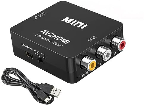 Wress RCA to HDMI – AV to HDMI 1080P Video Audio Composite Mini Adapter – AV to HDMI converter Supports PS2/PS3/PS4, DVD, DDTV, Projector with USB Power Cable (Black)