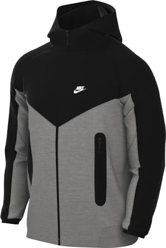 NIKE Tech Fleece Sweatshirt, Hombre, Dk Grey Heather/Black/White, M