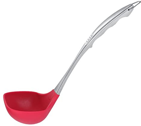 PRETYZOOM Silicone Spoon Stainless Steel Handle Heat-Resistant Cooking Tools for Non Stick Cookware for Serving Soup Ramen