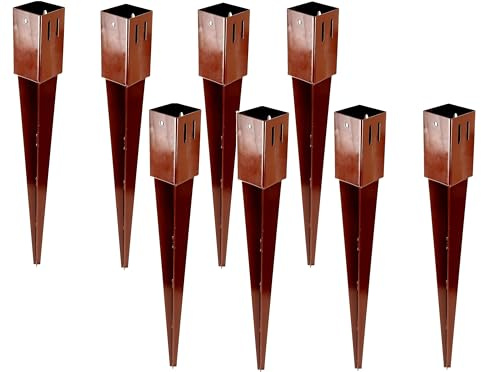 Unibos Heavy Duty Fence Post Spike Holder Support | Rust Resistant Metal Stakes | Drive Down Spike Grip Holder (8)