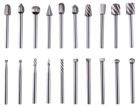 TIOMIOSEA 20 Stück HSS Rotationsfräser Set, Hartmetall Einzelklingenfräser, 3mm Schaft Holzschnitzerei Bohrer Set für DIY Holzbearbeitung, Schnitzen, Bohren, Metall Polieren, Schleifen
