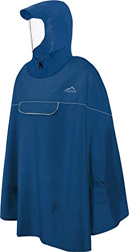 normani Wasserdicher Fahrrad-Regenponcho Regencape für Damen und Herren - Kapuze mit Sichtfenster - Wassersäule: 12.000 mm - 3M™ Scotchlite™ Reflektor und YKK-Reißverschluss Farbe Navy Größe L-XL