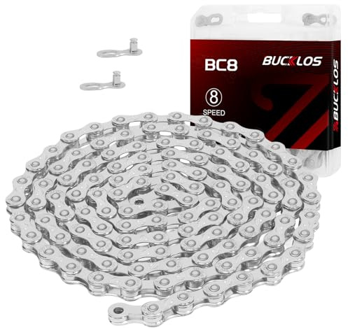 BUCKLOS 6/7/8/9/10/11/12 Speed Bike Chain,Bicycle Chain for Road Bike/E-Bike/Mountain Bike/MTB/Shimano SRAM,Half/Full Hollow Bike Chain Silver/Gold 1/2 x 11/128 Inch 116 Links with Quick Link
