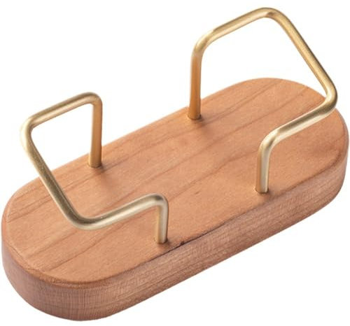 Glixoft 1 X Visitenkartenhalter Aus Holz, Goldener Visitenkartenständer, Ovaler T-typ-visitenkartenetui, Buchenholzsockel Für Büro Und Zuhause