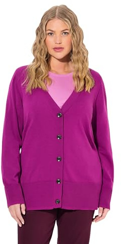 Ulla Popken Femme Grandes Tailles Gilet, Maille Fine, Patte de Boutonnage Baie 58+ 791605827-58+