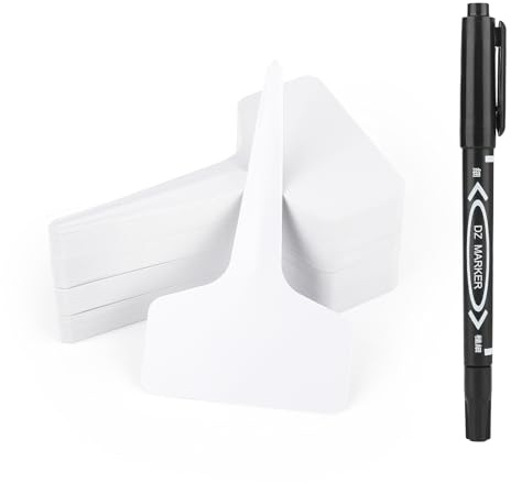 Hapyearn 200 Stück Pflanzenschilder Zum Beschriften, Pflanzenstecker Für Draussen Wetterfest Plastik, Kräuterschilder und Stift, 6X10CM Pflanzenetiketten, Steckschilder, Beet Schilder- Weiß