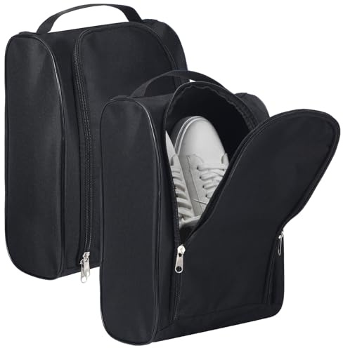 Yeyeplum 2 Pcs Smell Proof Shoe Bags for Travel Cleat Bags for Sports Double Layer Cleat Bag Foldable Waterproof Travel Organizer with Handle Zipper Golf Soccer Pouch for Multiple Shoes